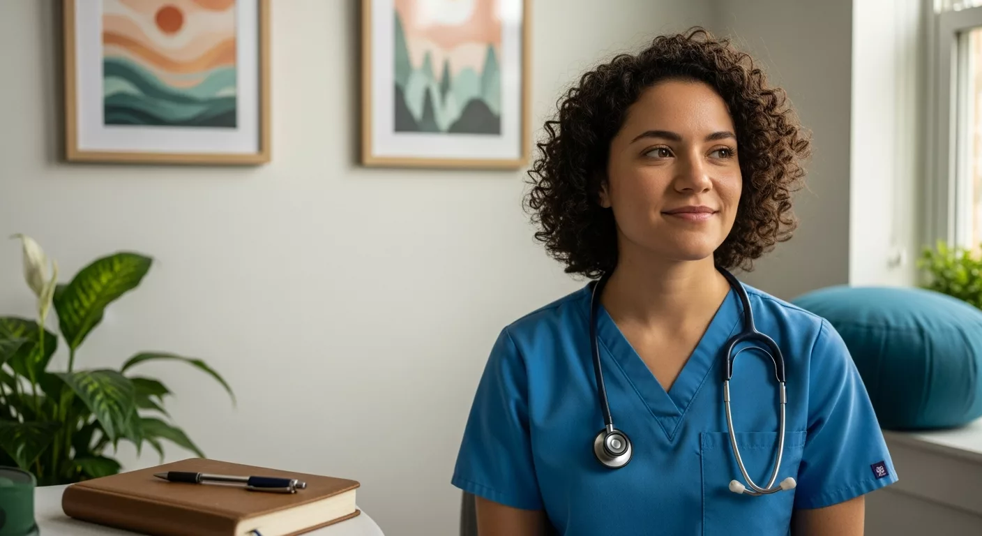 Healthcare worker receiving brainspotting therapy for compassion fatigue treatment
