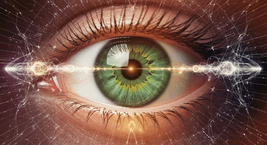 Brainspotting technique visualization showing eye position therapy for trauma processing in healthcare workers