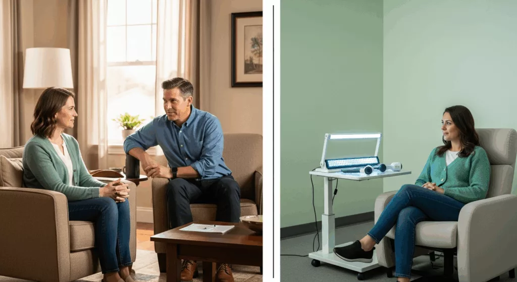 Comparison between traditional therapy and specialized EMDR trauma therapy for healthcare professionals