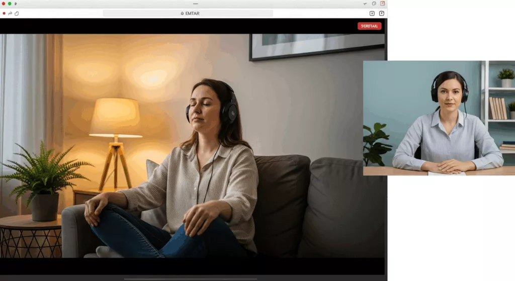 Virtual EMDR treatment session showing online EMDR therapy Florida connection between client and therapist