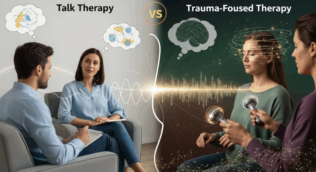 Comparison between traditional therapy and specialized trauma-focused therapy treatment methods