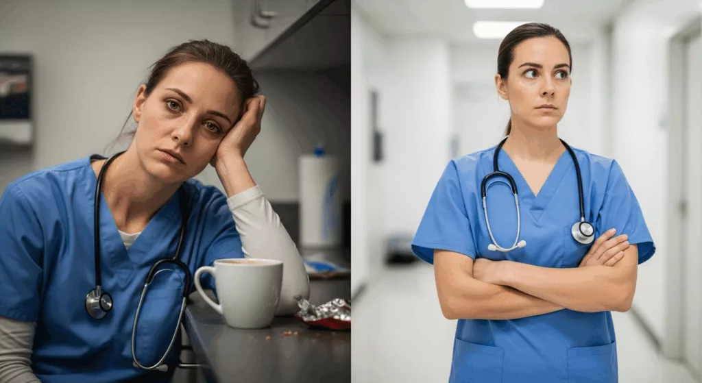 Visual comparison of healthcare burnout vs trauma symptoms in medical professionals