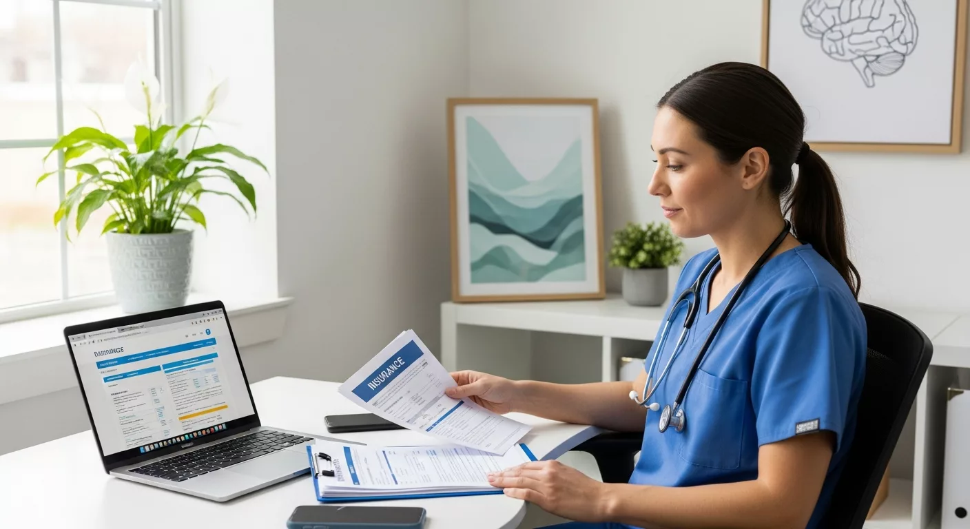 Healthcare worker reviewing insurance coverage EMDR therapy Florida options with confidence