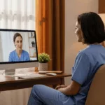 Healthcare worker participating in EMDR therapy Florida telehealth session for trauma treatment