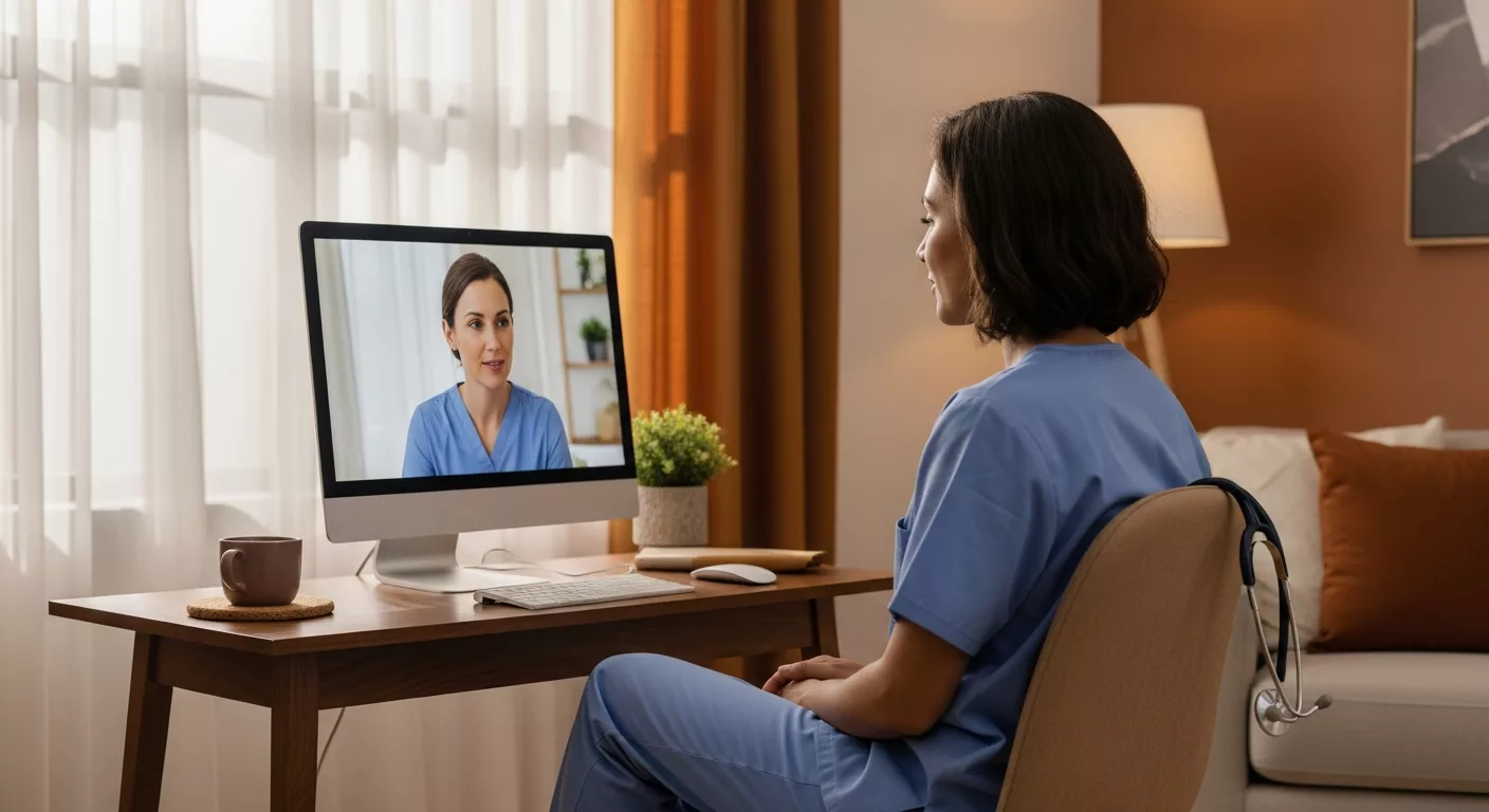 Healthcare worker participating in EMDR therapy Florida telehealth session for trauma treatment
