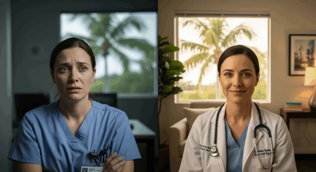 Before and after comparison showing healing transformation through EMDR therapy in Florida