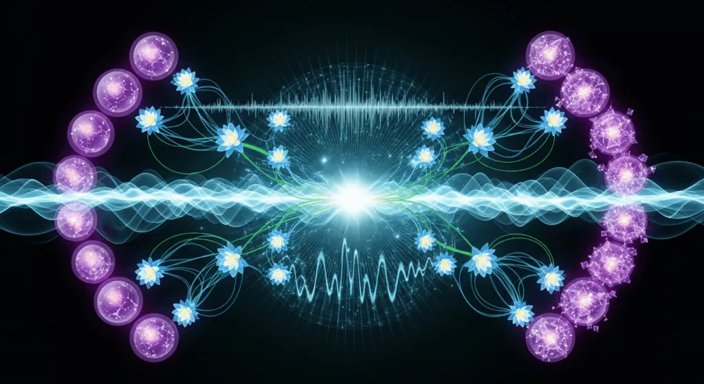 Abstract visualization of trauma therapy brain processing and neural healing connections