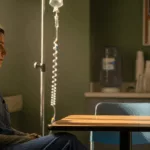 Healthcare worker experiencing dissociation during break, representing the disconnected feeling common among medical professionals