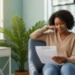 Person reviewing insurance coverage for EMDR therapy Florida in comfortable therapy office setting