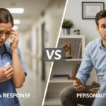 Healthcare professionals demonstrating personality disorder vs trauma response differences in clinical setting