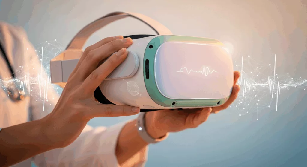 Virtual reality PTSD treatment equipment used in evidence-based trauma therapy sessions