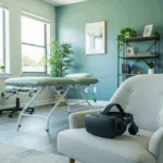 VR trauma therapy Florida equipment in peaceful therapy office setting