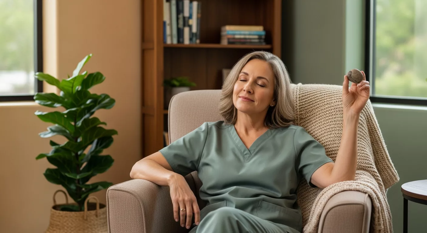 Healthcare worker in peaceful therapy setting practicing DBT skills for emotional well-being in Florida