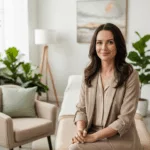 Professional trauma therapist in welcoming office space representing specialized trauma therapy vs talk therapy approaches