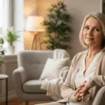 Healthcare professional in welcoming therapy office representing childhood trauma healthcare careers connection