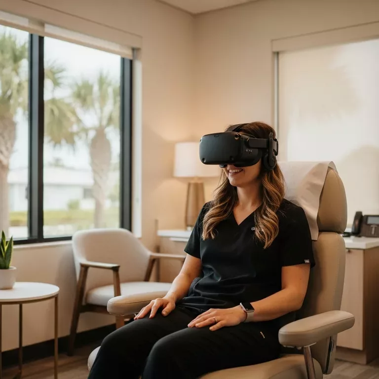 Healthcare worker experiencing VR therapy for trauma treatment in Florida therapeutic setting