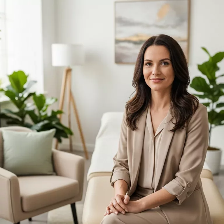 Professional trauma therapist in welcoming office space representing specialized trauma therapy vs talk therapy approaches